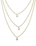 Romwe Gold Three Layers Stone Necklace