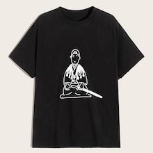 Romwe Guys Samurai Print Tee