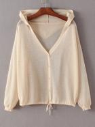 Romwe Nude Tie Waist Buttons Front Hooded Coat