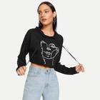 Romwe Crop Graphic Hoodie