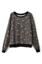 Romwe Various Icons Print Dual-tone Sweatshirt