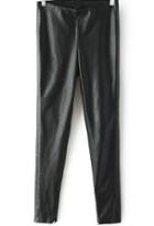 Romwe Black High Waist Pu Leather Pant