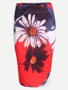 Romwe Multicolor Flower Print Pencil Skirt