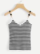 Romwe Striped Metal Chain Cami Top