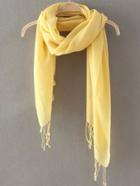 Romwe With Tassel Yellow Scarf