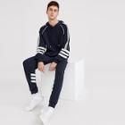 Romwe Guys Kangaroo Front Drawstring Hoodie & Pants Set
