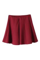 Romwe Zipped Pleated Red Skirt