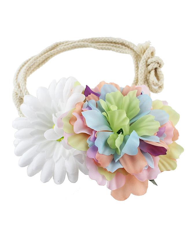 Romwe Simple Adjustable Colorful Braided Rope Flower Fashion Waist Belt