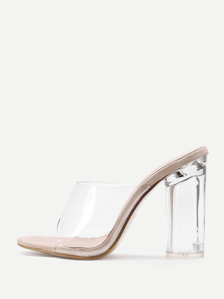 Romwe Clear Design Block Heeled Sandals