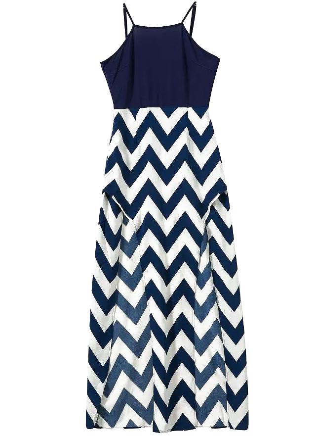 Romwe Spaghetti Strap Zigzag Split Dress