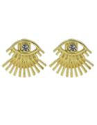 Romwe Small Rhinestone Eye Shaped Gold Stud Earrings