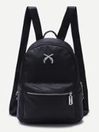 Romwe Black Front Zipper Nylon Backpack