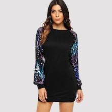 Romwe Contrast Sequin Dress