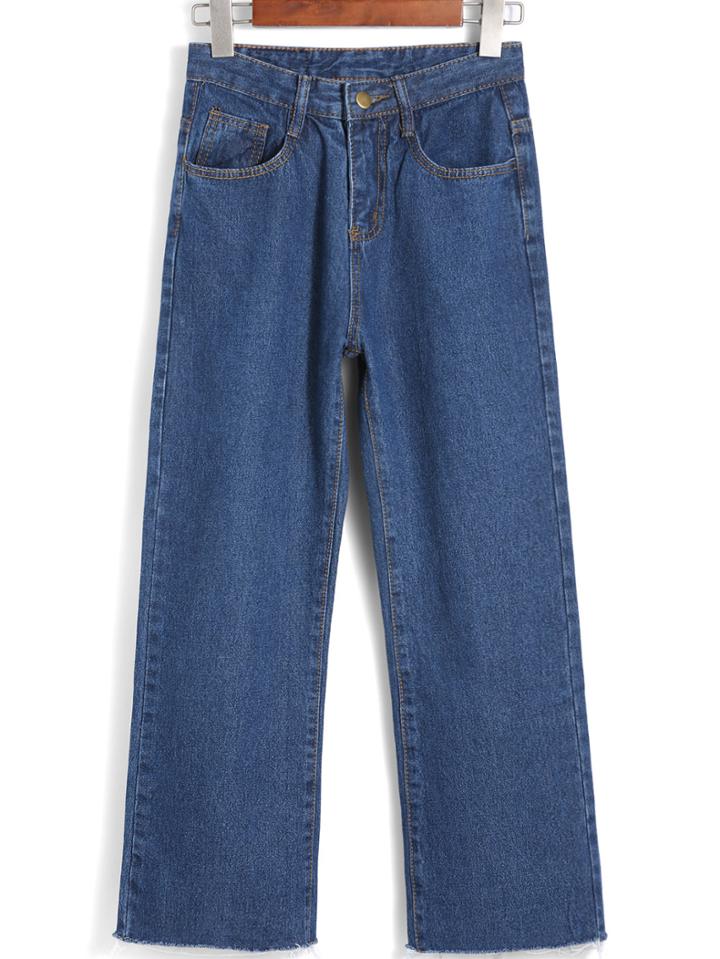 Romwe Frayed Denim Blue Pant