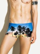 Romwe Men Tropical Print Beach Shorts