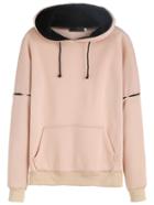 Romwe Cut Out Hooded Sweatshirt With Pocket