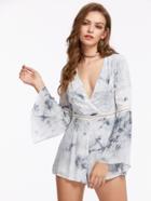 Romwe Plunging V-neckline Tie-dye Playsuit