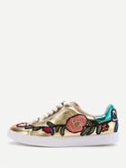 Romwe Embroidery Design Lace Up Sneakers