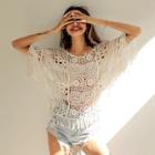Romwe Crochet Fringe Hem Cover Up