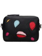 Romwe Black Zipper Patch Pu Bag