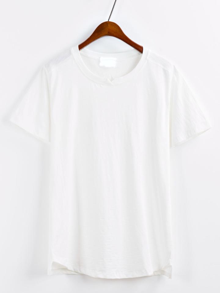 Romwe White Drop Shoulder T-shirt