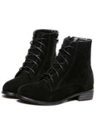 Romwe Black Lace Up Vintage Boots