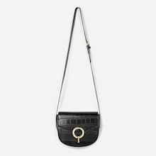 Romwe Ring Detail Crocodile Pattern Crossbody Bag