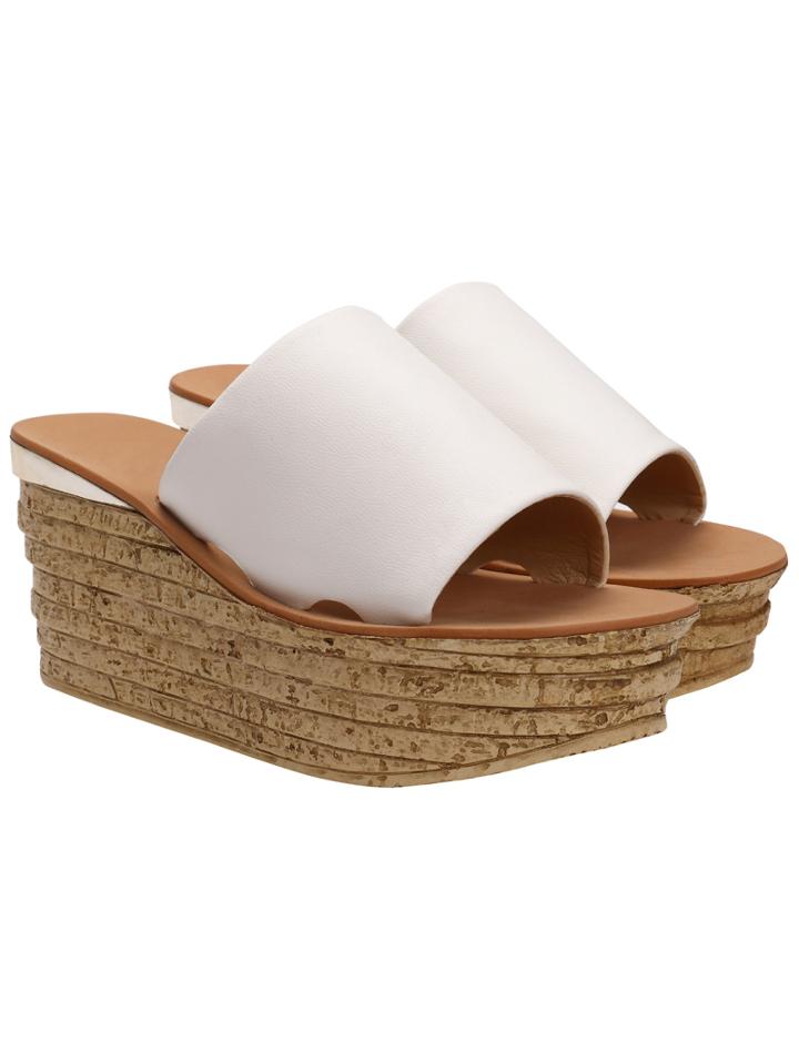 Romwe White Pu Wedge Sandals