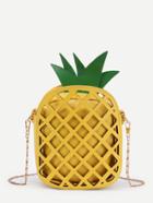 Romwe Pineapple Shaped Pu Chain Crossbody Bag