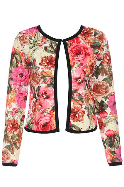 Romwe Flower Print Long-sleeved Coat