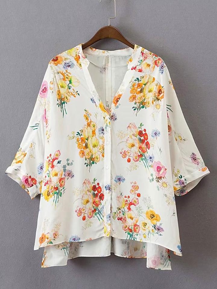 Romwe Split Side High Low Smock Top
