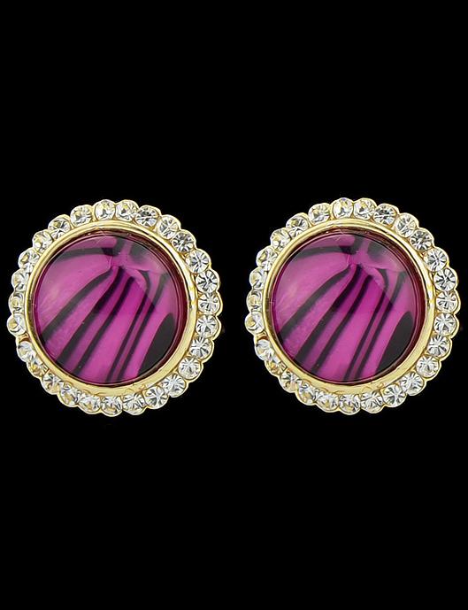 Romwe Red Diamond Round Stud Earrings