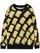 Romwe Black Yellow Round Neck Simpson Print Sweatshirt