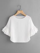 Romwe Layered Pleated Frill Sleeve Top