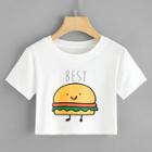 Romwe Hamburger And Letter Print Tee