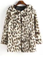Romwe Leopard Print Faux Fur Coat