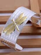 Romwe Silver Butterfly Pattern Cuff Bracelet