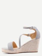 Romwe Grey Ankle Strap Wedge Sandals