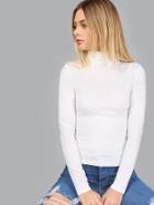 Romwe Turtleneck Long Sleeve Slim Fit T-shirt