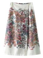 Romwe Multicolor Elastic Waist Flower Print Culottes