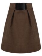 Romwe Pockets Zipper A-line Brown Skirt