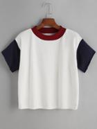 Romwe Color Block Short Sleeve T-shirt