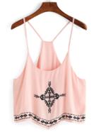 Romwe Tribal Embroided Racer Cami Top