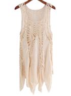 Romwe Square Neck Crochet Hollow Dress