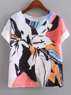Romwe Abstract Print Short Sleeve Tee