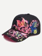 Romwe Multicolor Embroidered Cotton Baseball Hat
