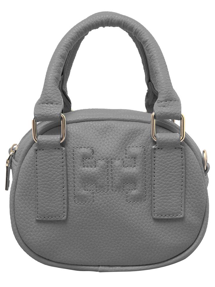 Romwe Grey Zipper Pu Round Bag