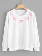 Romwe Heart Embroidered Sweatshirt