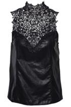 Romwe Floral Hollow Dual-tone Vest