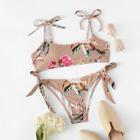 Romwe Tie Side Random Flower Bikini Set